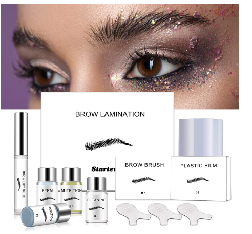 Beauty pro using Brow Lamination Starter kit on client for lifted brow look.