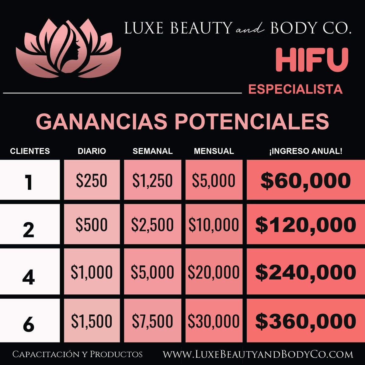 Gráfico de ingresos HIFU