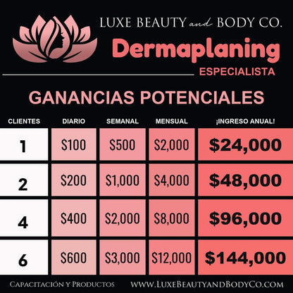 Gráfico de ingresos Dermaplaning