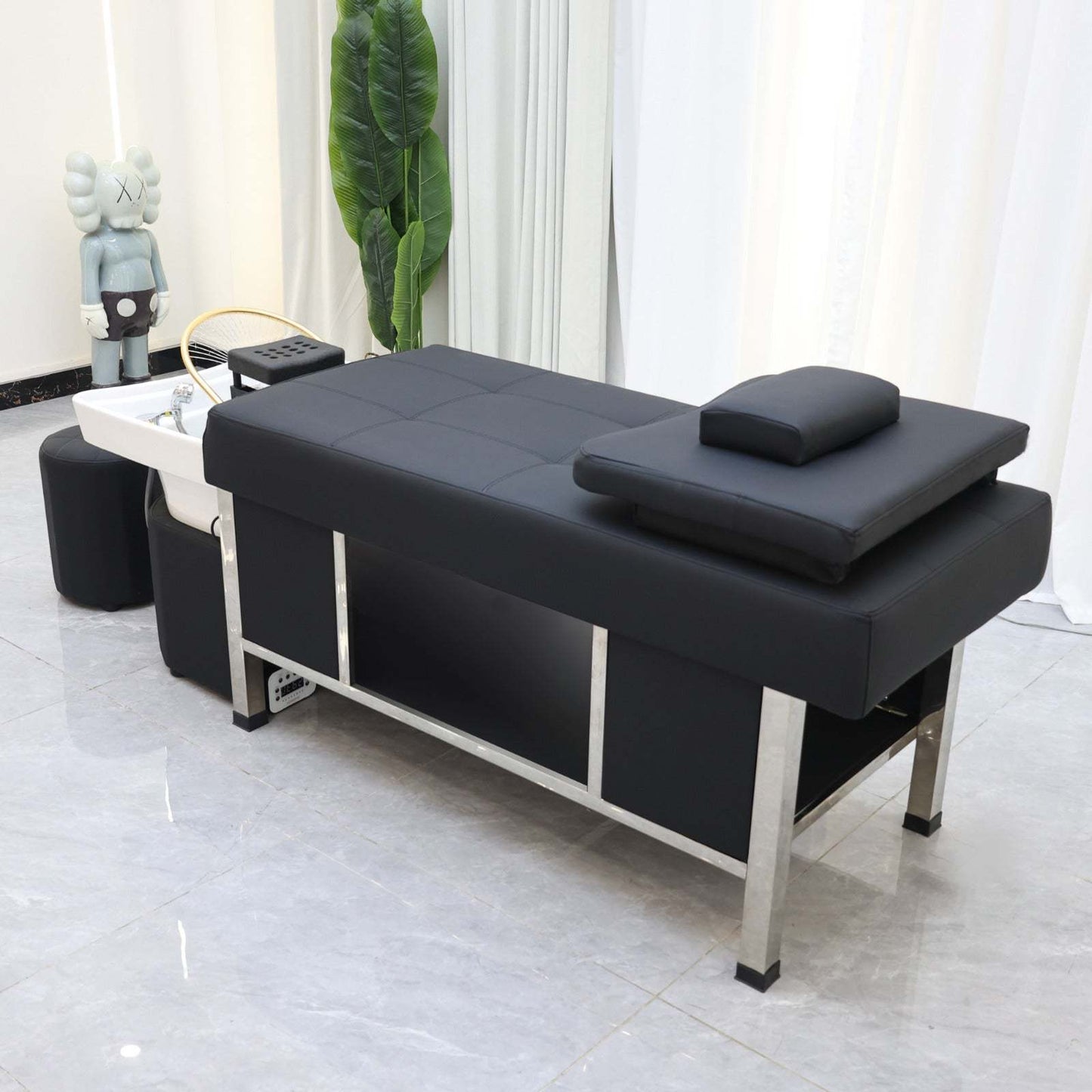 Plumbed Scalp Massage Bed - Ceramic Sink