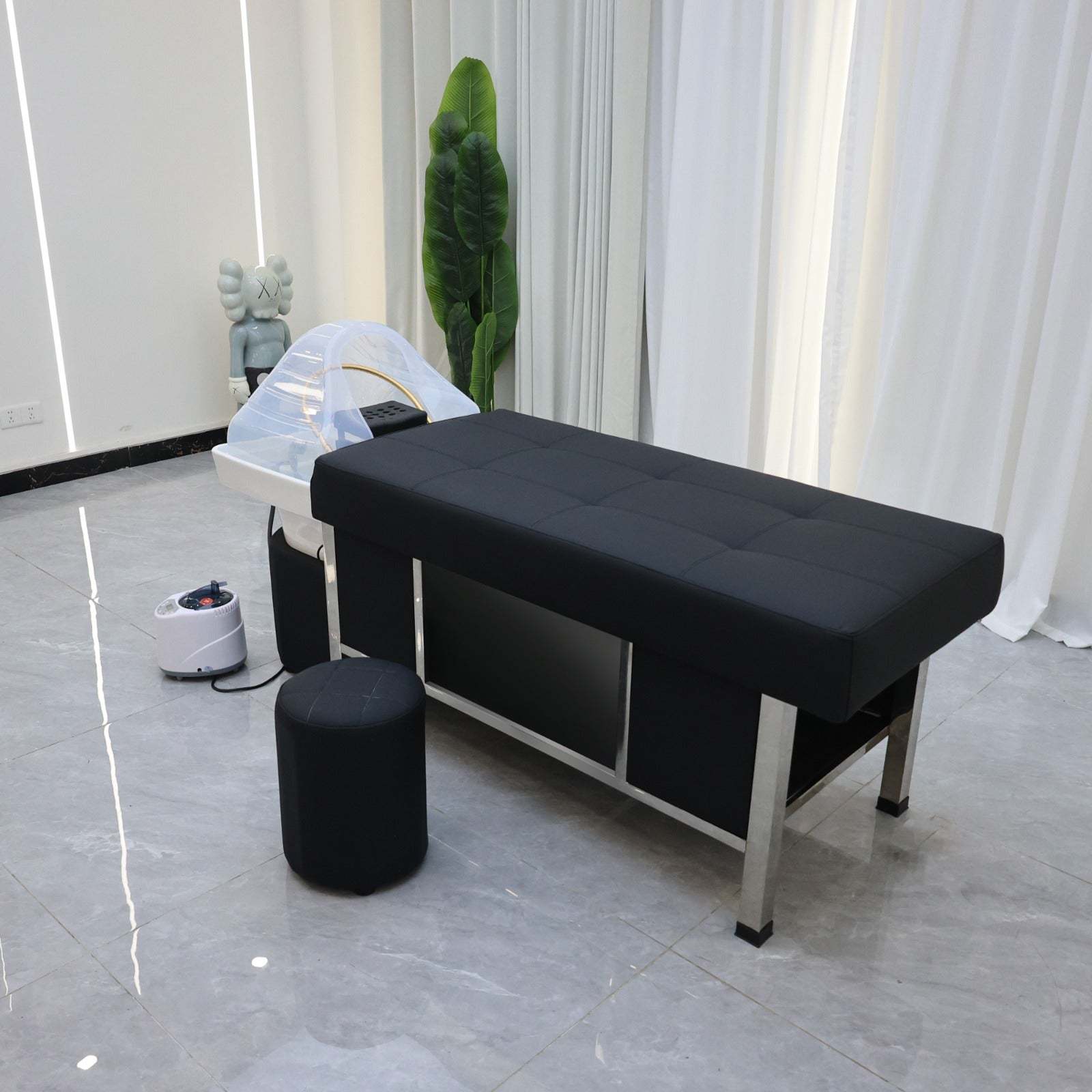 Plumbed Scalp Massage Bed - Ceramic Sink