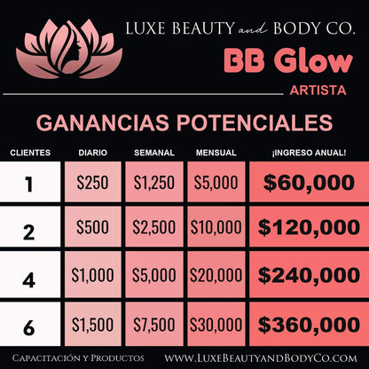 Gráfico de ingresos BB Glow